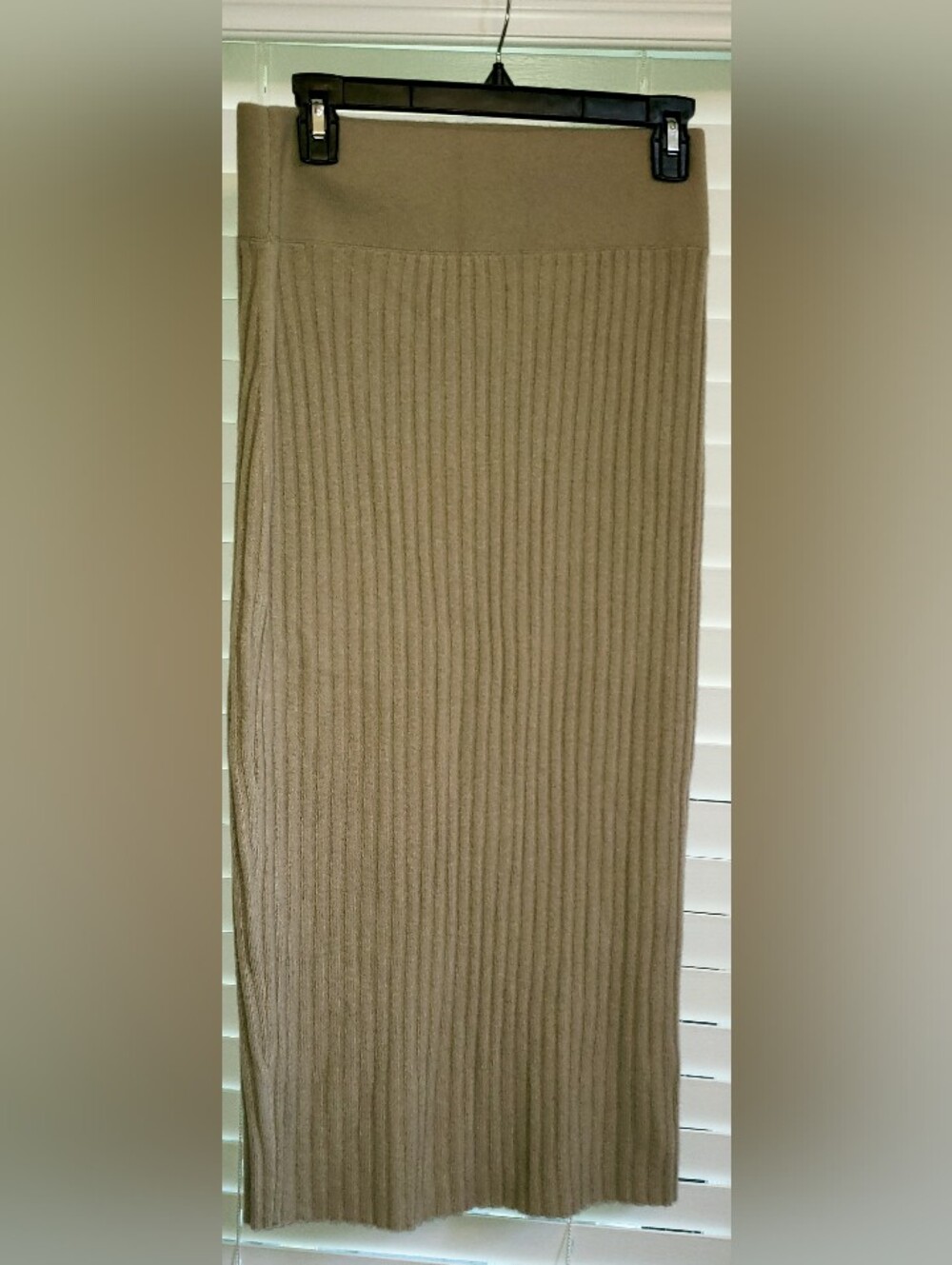 NakedCashmere Aubrie Ribbed Midi Skirt in Taupe